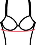 Illustration: measuring tape around the ribcage, just below the bust.