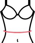Illustration: measuring tape around the narrowest part of the waist.